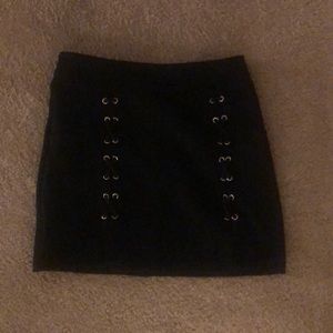 Black Lace-Up Mini Skirt